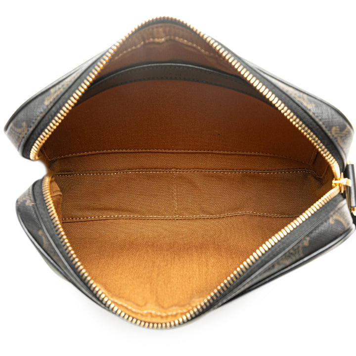 Triomphe Coated Canvas Logo Crossbody Brown - Gaby Paris