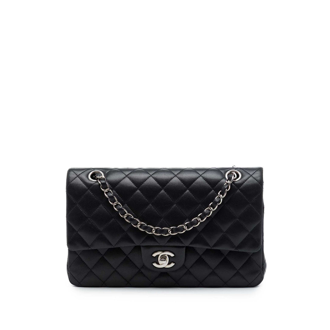 Classic Double rabat Moyen Cuir d'agneau Noir