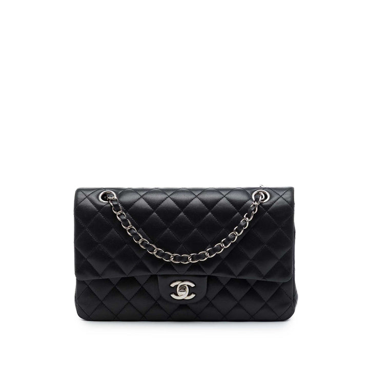 Classic Double rabat Moyen Cuir d'agneau Noir