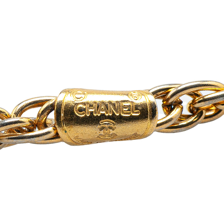 Gold Plated CC Rhinestone Pendant Necklace Gold - Gaby Paris