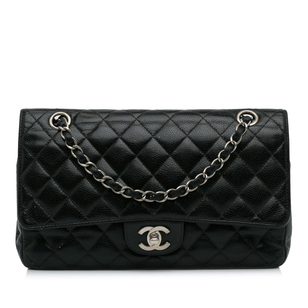 Medium Classic Caviar Double Flap Black - Gaby Paris