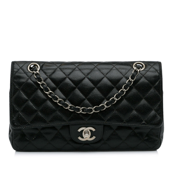 Medium Classic Caviar Double Flap Black - Gaby Paris