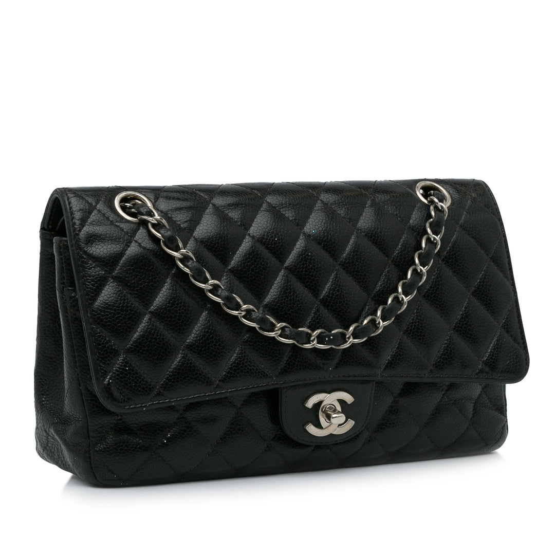 Medium Classic Caviar Double Flap Black - Gaby Paris