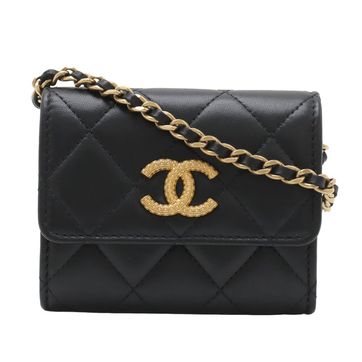 Chanel CC Matelassé Cuir d'agneau Coin Purse avec chaîne