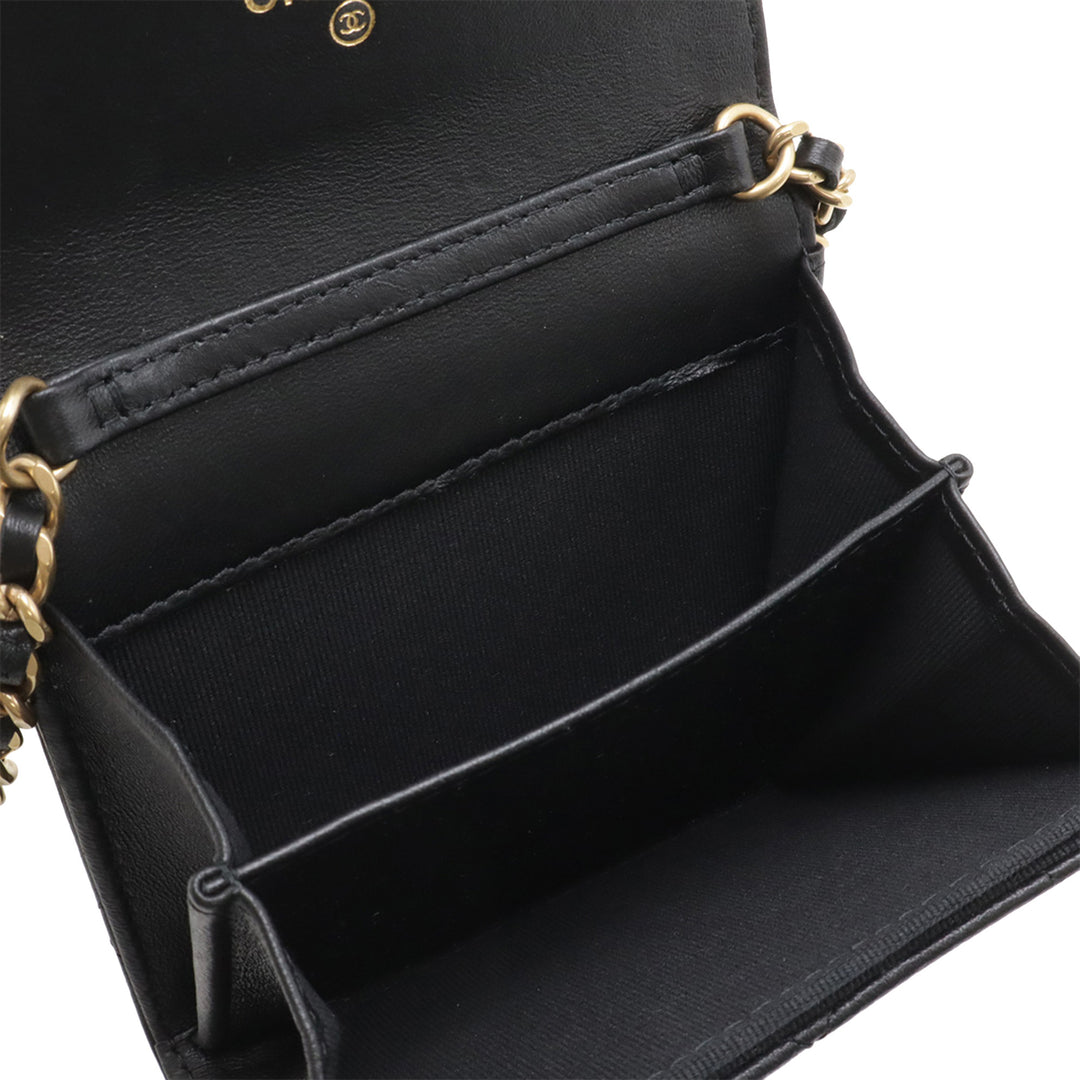 Chanel CC Matelassé Cuir d'agneau Coin Purse avec chaîne