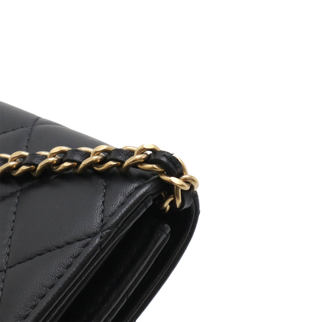 Chanel CC Matelassé Cuir d'agneau Coin Purse avec chaîne