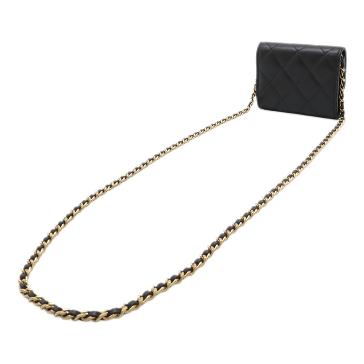 Chanel CC Matelassé Cuir d'agneau Coin Purse avec chaîne