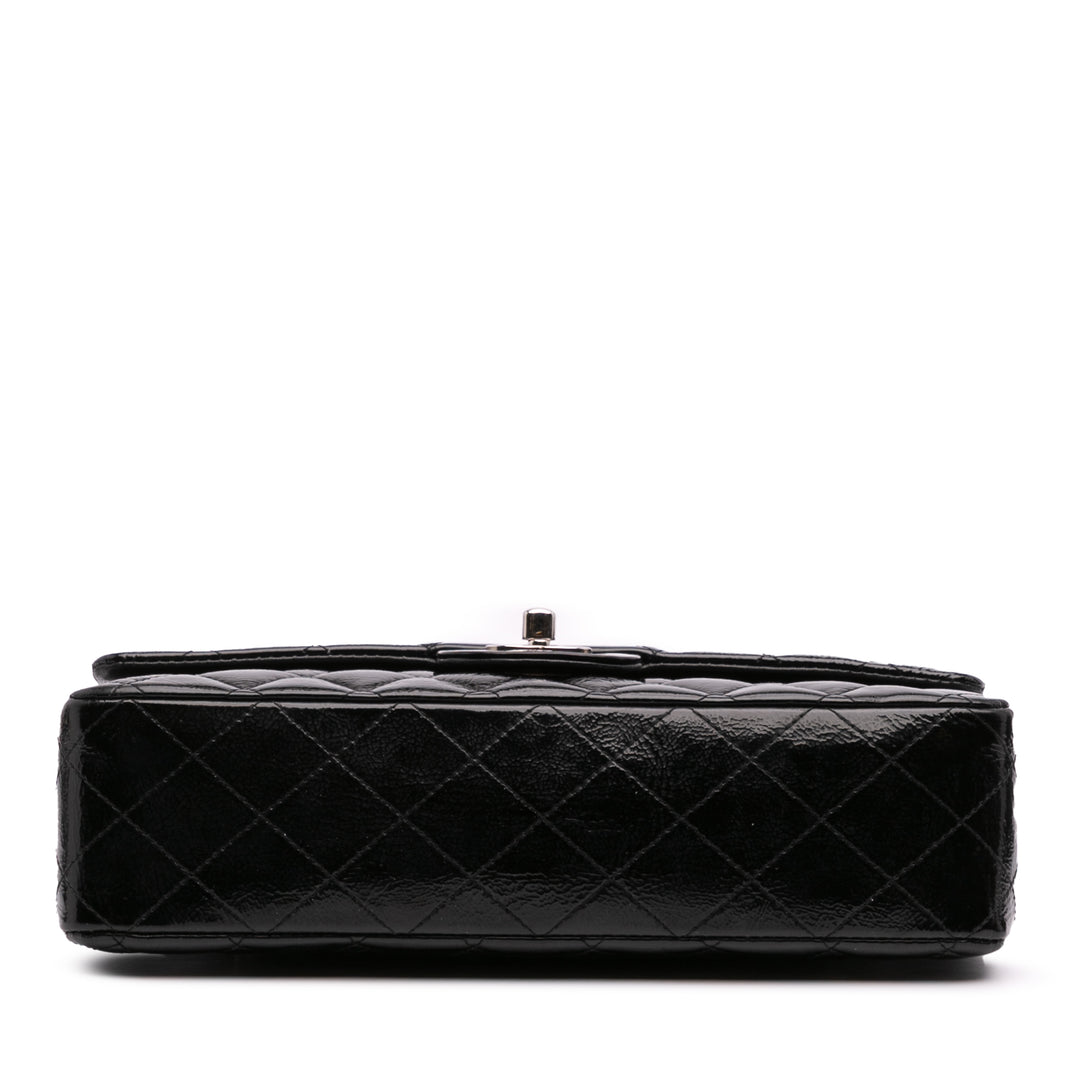 Medium Classic Patent Double Flap Black - Gaby Paris