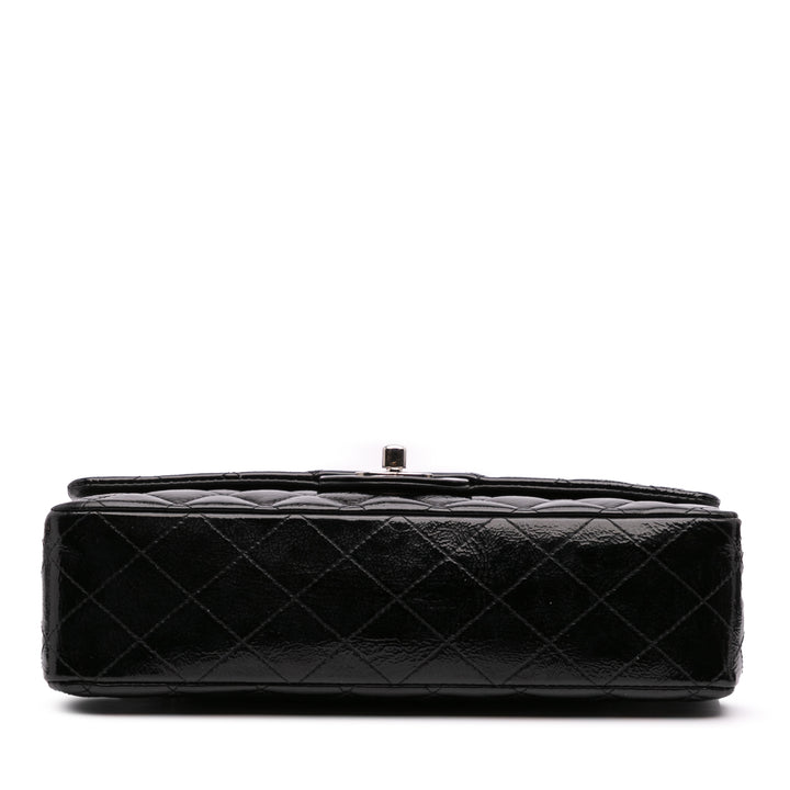 Medium Classic Patent Double Flap Black - Gaby Paris