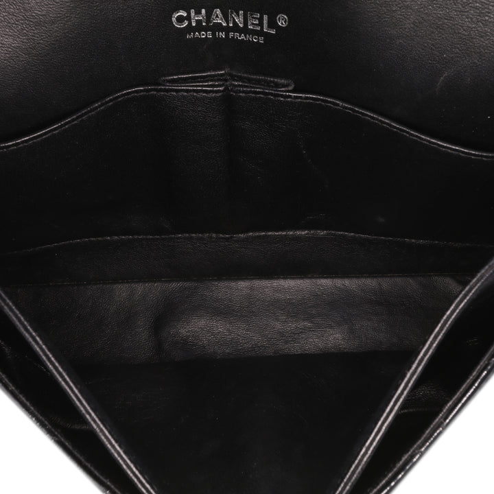 Medium Classic Patent Double Flap Black - Gaby Paris