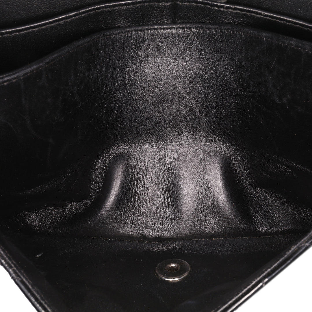 Medium Classic Patent Double Flap Black - Gaby Paris