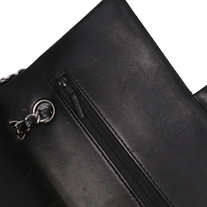 Medium Classic Patent Double Flap Black - Gaby Paris