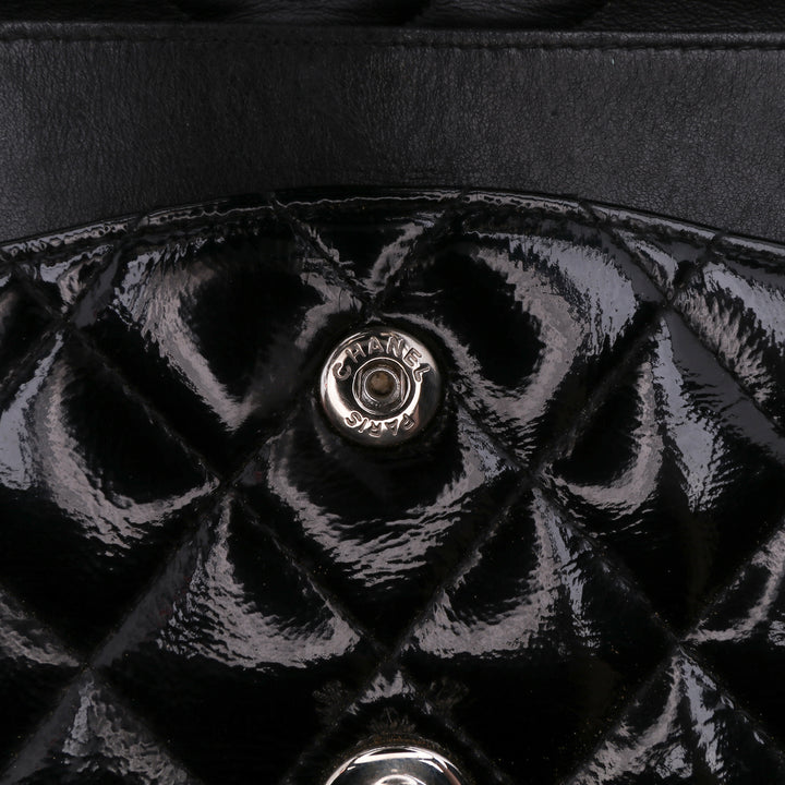 Medium Classic Patent Double Flap Black - Gaby Paris