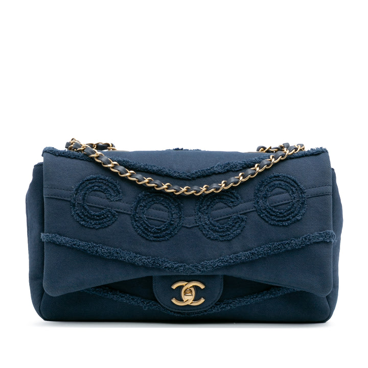 Chanel Jumbo Chevron Jean Fringe Coco Flap Bleu – GABY PARIS Authentique