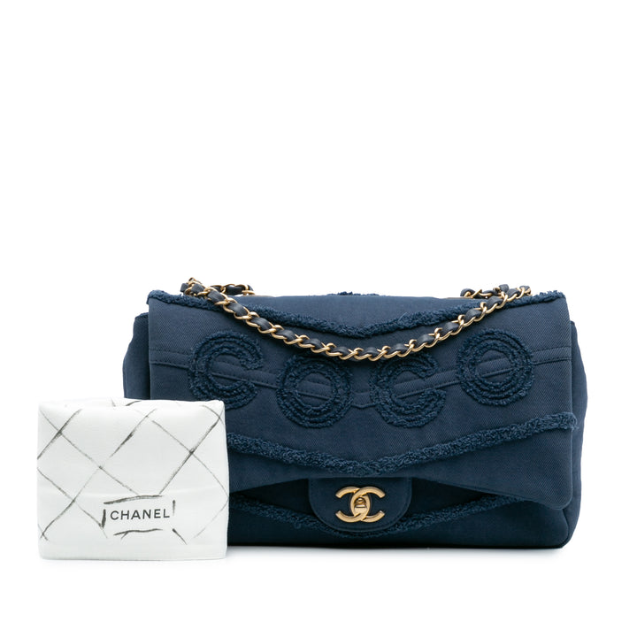 Chanel Jumbo Chevron Jean Fringe Coco Flap Bleu – GABY PARIS Authentique