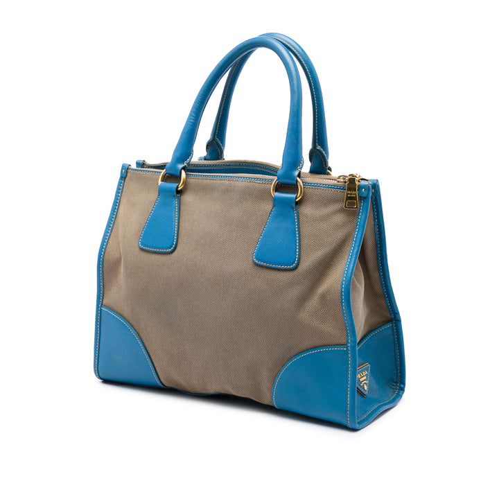à finitions Canapa Logo Double Zippé Sac Saffiano Marron