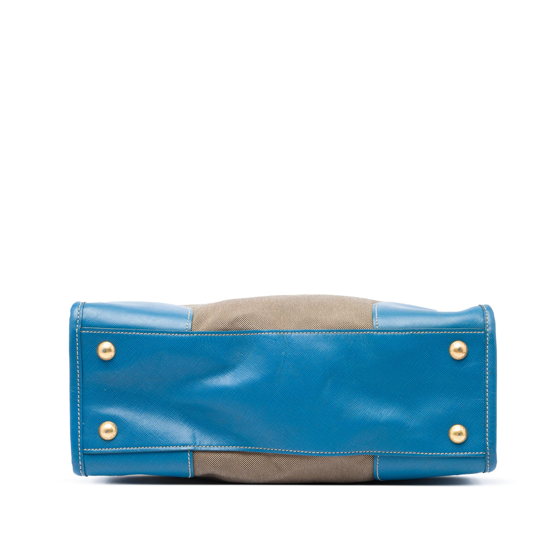 à finitions Canapa Logo Double Zippé Sac Saffiano Marron