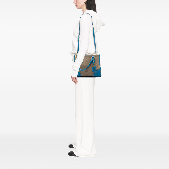 à finitions Canapa Logo Double Zippé Sac Saffiano Marron