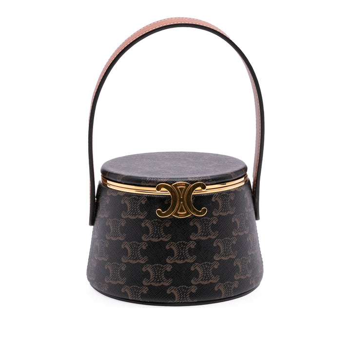 Celine Triomphe Coated Toile Triomphe Nina Minaudiere Bag Marron