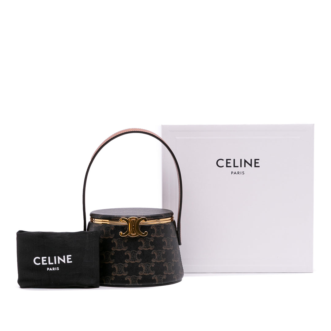 Celine Triomphe Coated Toile Triomphe Nina Minaudiere Bag Marron