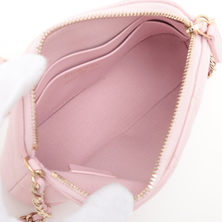 Chanel Mini CC Quilted Cuir d’agneau Dome Pochette with Chain Rose