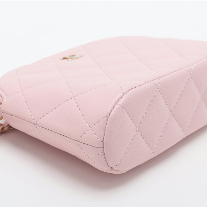 Chanel Mini CC Quilted Cuir d’agneau Dome Pochette with Chain Rose
