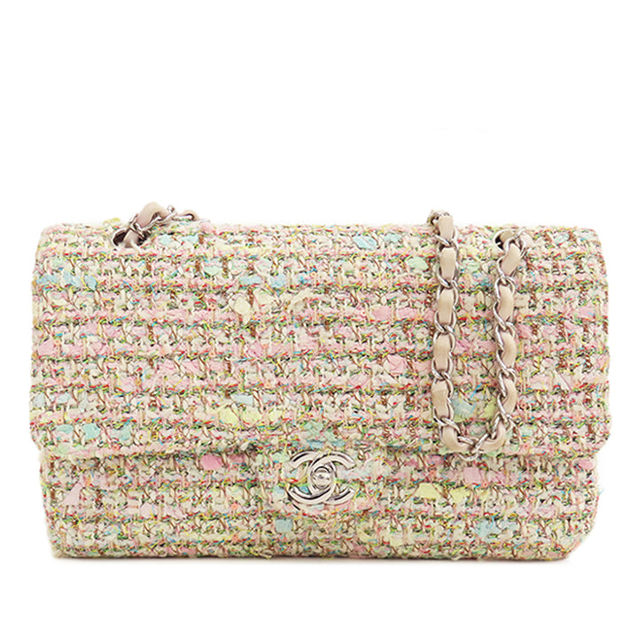 Medium Classic Tweed Double Flap Pink - Gaby Paris