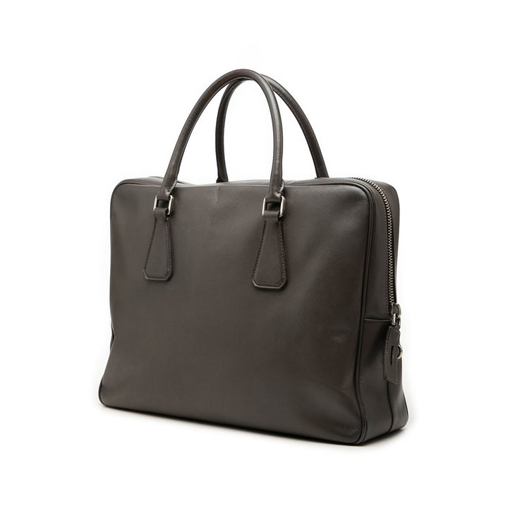 Prada Porte-documents Business Saffiano Gris – vue 2 – GABY PARIS