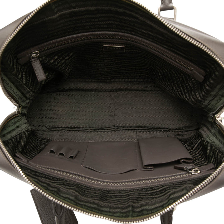 Prada Porte-documents Business Saffiano Gris – vue 4 – GABY PARIS