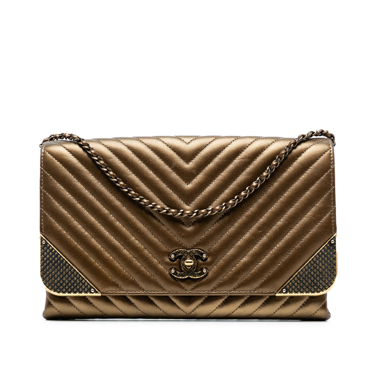 Chanel Cuir de veau Chevron Rock The Corner Flap Marron – GABY PARIS Authentique