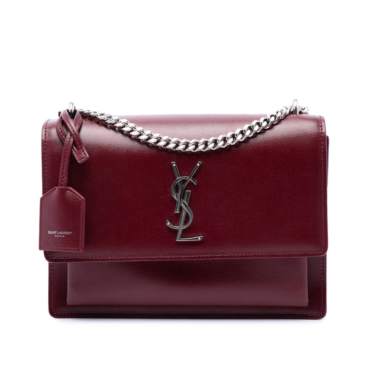 Saint Laurent Sunset Sac Moyen Cuir de veau Rouge