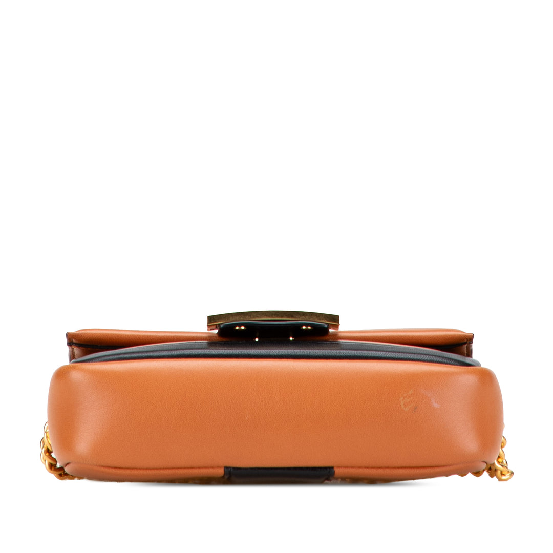 Bicolore Apolo Baguette à chaîne Sac Mini nappa Noir