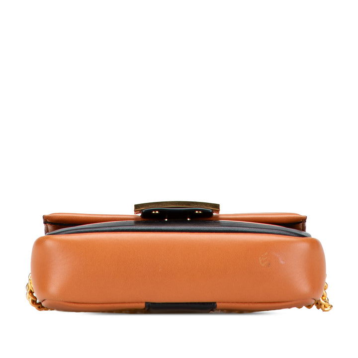 Bicolore Apolo Baguette à chaîne Sac Mini nappa Noir