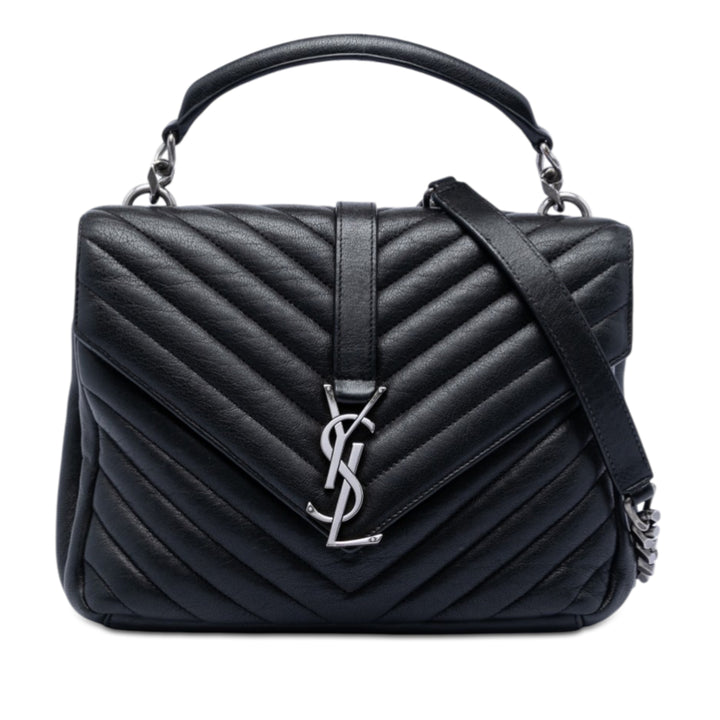 Saint Laurent Medium Chevron Sheepskin Monogram College Sac