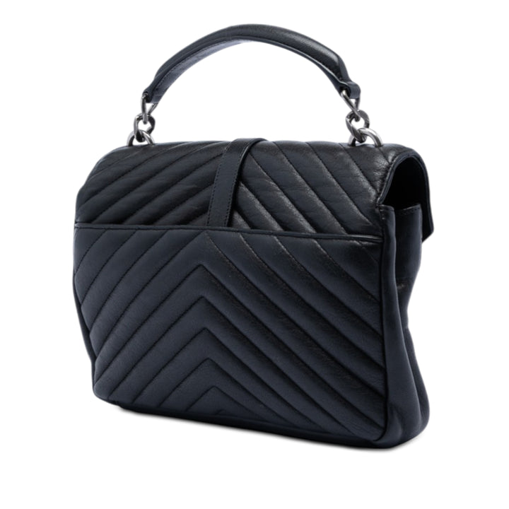 Saint Laurent Medium Chevron Sheepskin Monogram College Sac