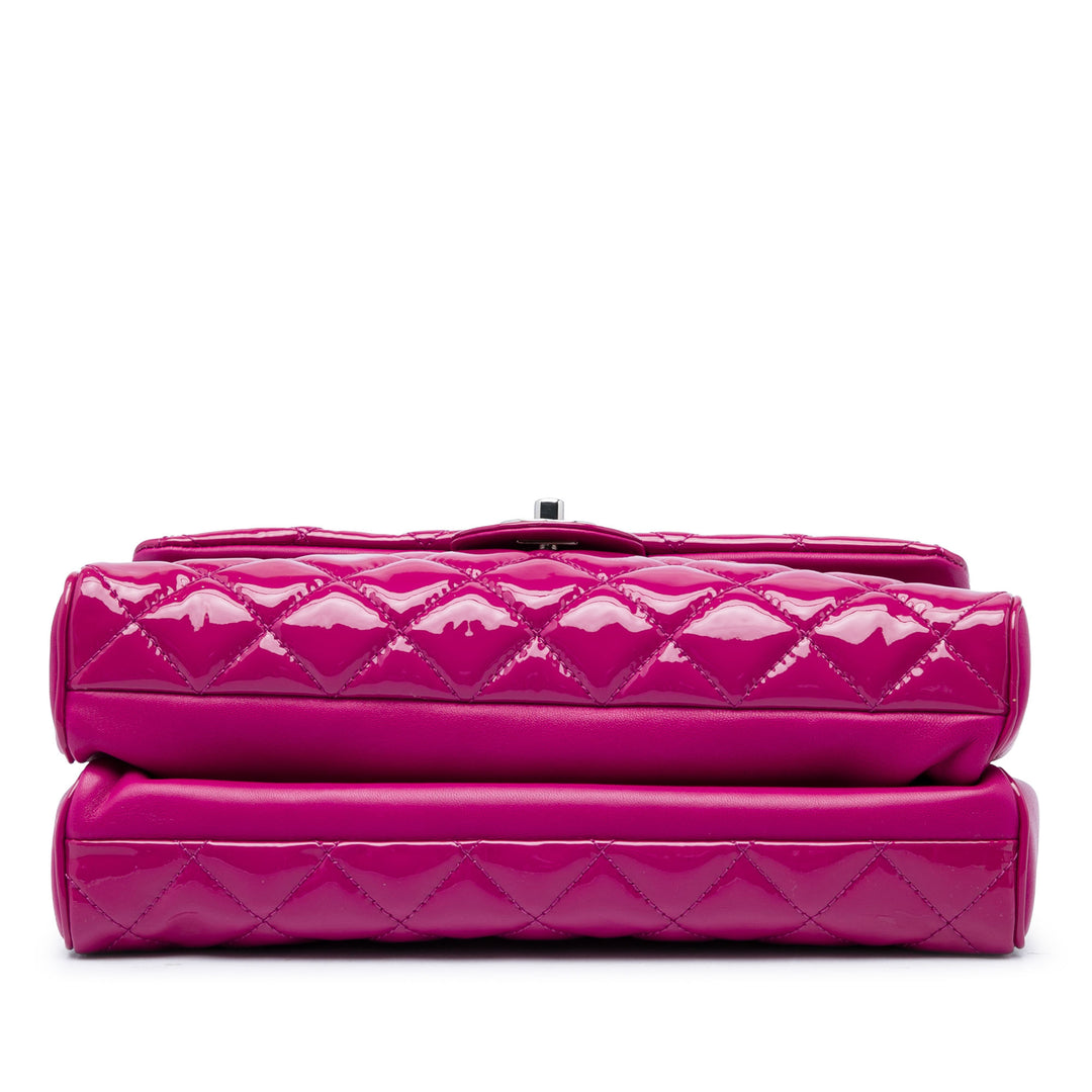 CC Matelassé Double Compartment à rabat Grand Rose