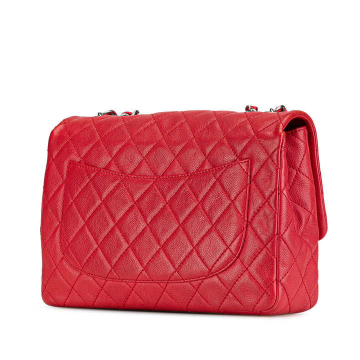 Jumbo Classic Caviar Single Flap Red - Gaby Paris