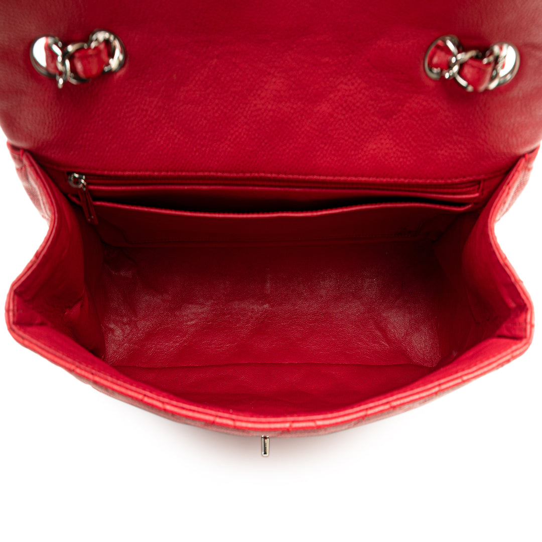 Jumbo Classic Caviar Single Flap Red - Gaby Paris