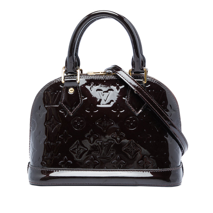 Louis Vuitton Alma BB Cuir verni Monogram Violet – vue principale – GABY PARIS