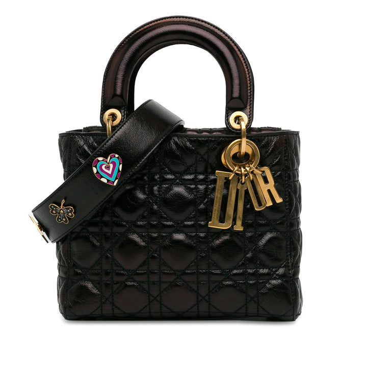 Small Crinkled Patent Cannage Lucky Badges My Lady Dior Black - Gaby Paris