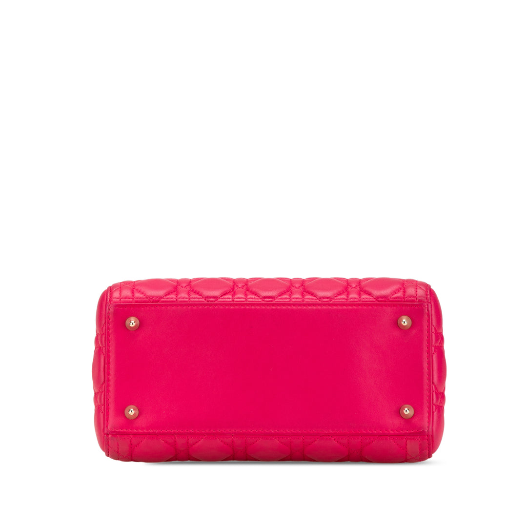 Medium Lambskin Cannage Lady Dior Pink - Gaby Paris