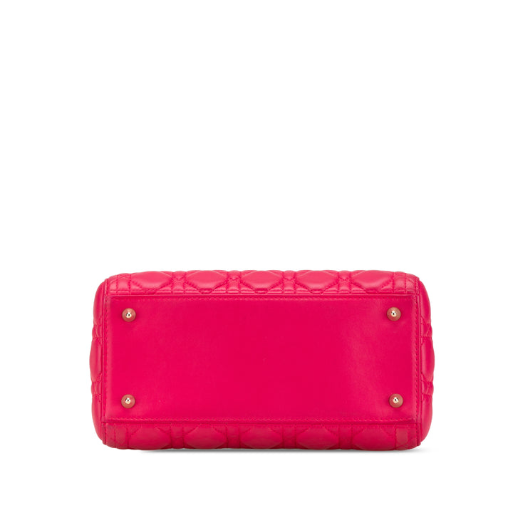 Medium Lambskin Cannage Lady Dior Pink - Gaby Paris