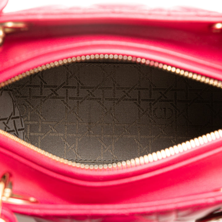 Medium Lambskin Cannage Lady Dior Pink - Gaby Paris