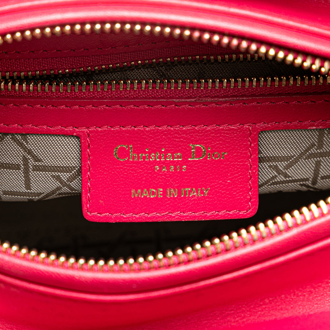 Medium Lambskin Cannage Lady Dior Pink - Gaby Paris