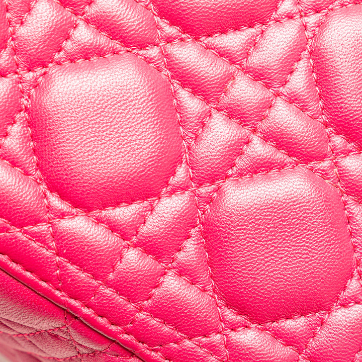 Medium Lambskin Cannage Lady Dior Pink - Gaby Paris