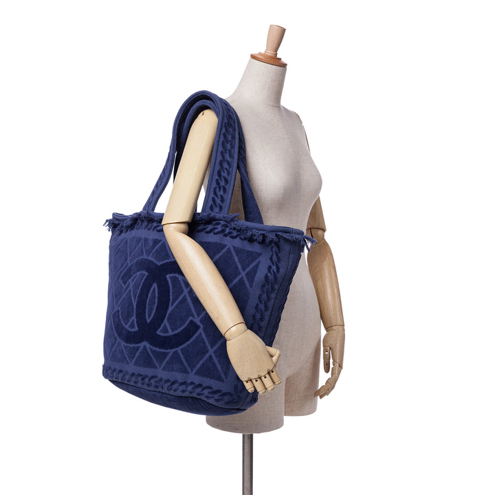 CC Terry Cloth Beach Tote Blue - Gaby Paris