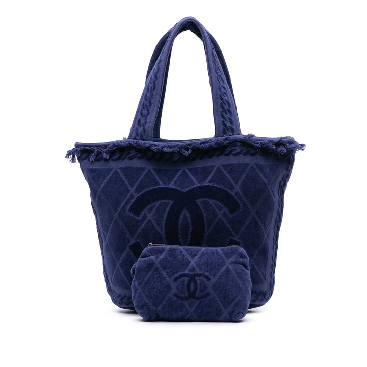 CC Terry Cloth Beach Tote Blue - Gaby Paris