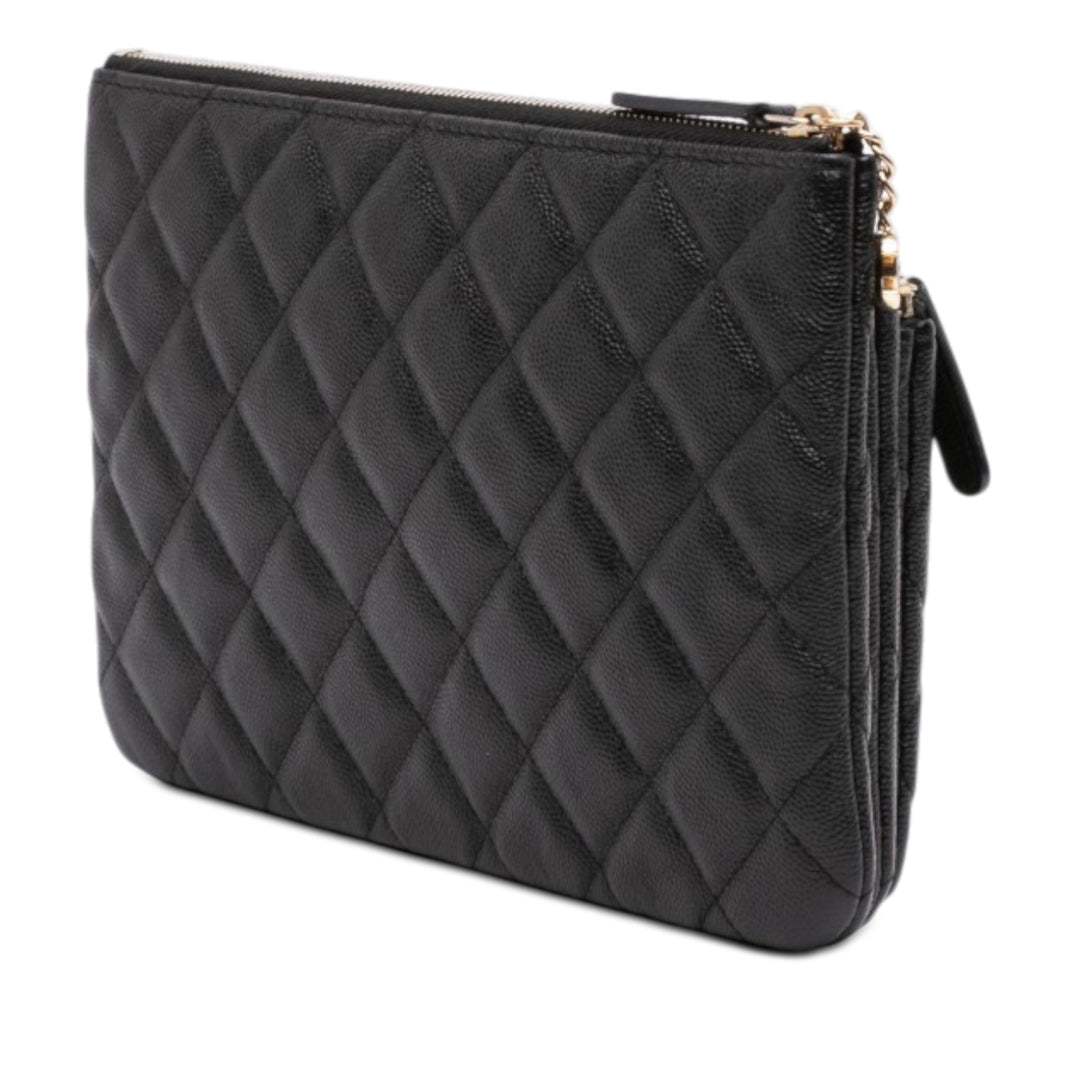 Chanel CC Matelassé Caviar Multi Zip Pochette