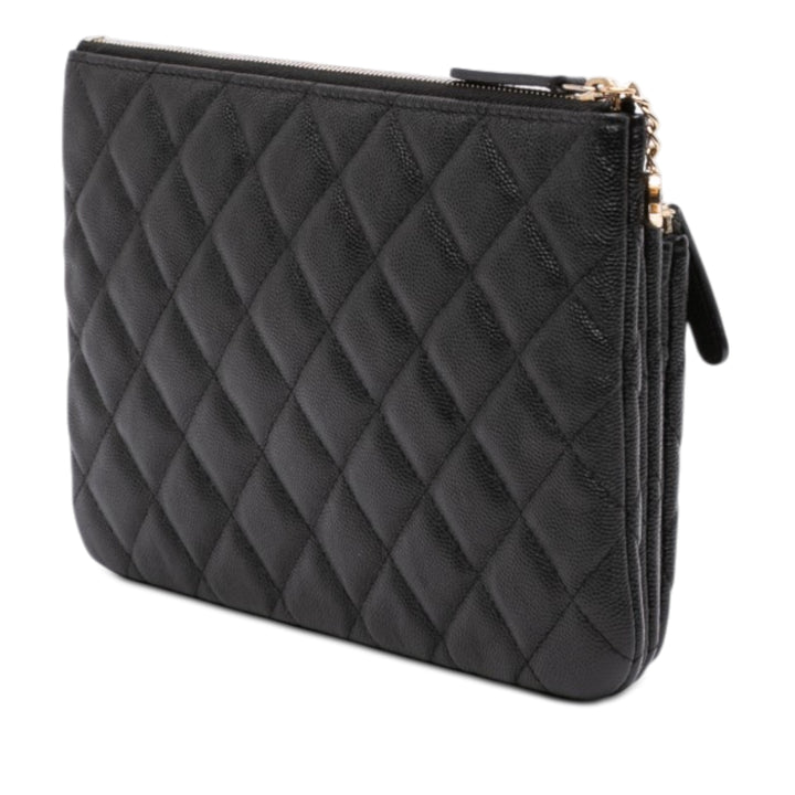 Chanel CC Matelassé Caviar Multi Zip Pochette