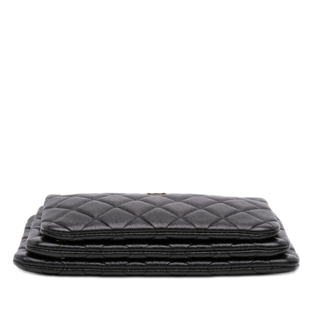 Chanel CC Matelassé Caviar Multi Zip Pochette
